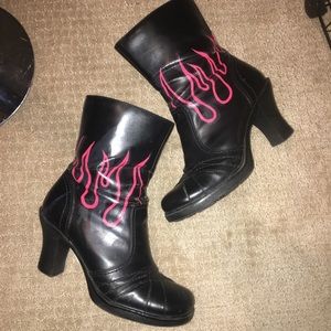 Red flame vintage boots